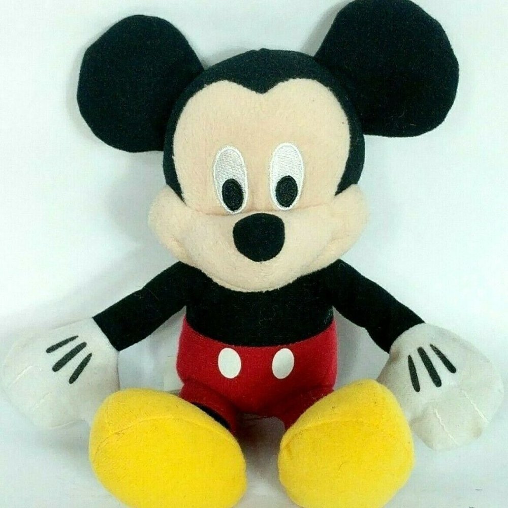 Disney Just Play Mickey Mouse Plush Black Red 10.5 Inch